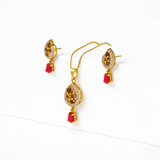 Ruby Blossom Pendant & Earrings Set