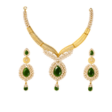 Elegant Green & Gold-Plated Necklace Set