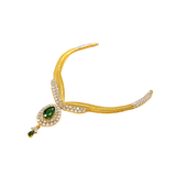 Elegant Green & Gold-Plated Necklace Set