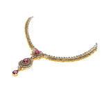 Royal Blue & Red Gold-Plated Necklace Set