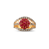 Gold Plated Ruby Cluster Ring