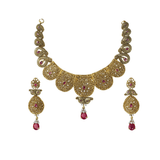 Antique Gold-Plated Ruby Necklace Set