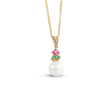 Gold-Plated Pearl & Gemstone Pendant Set