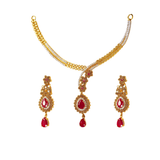 Elegant Ruby & Gold-Plated Necklace Set