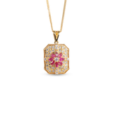 Gold-Plated Ruby & White Stone Pendant Set