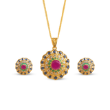 Gold-Plated Ruby & Sapphire Pendant Set