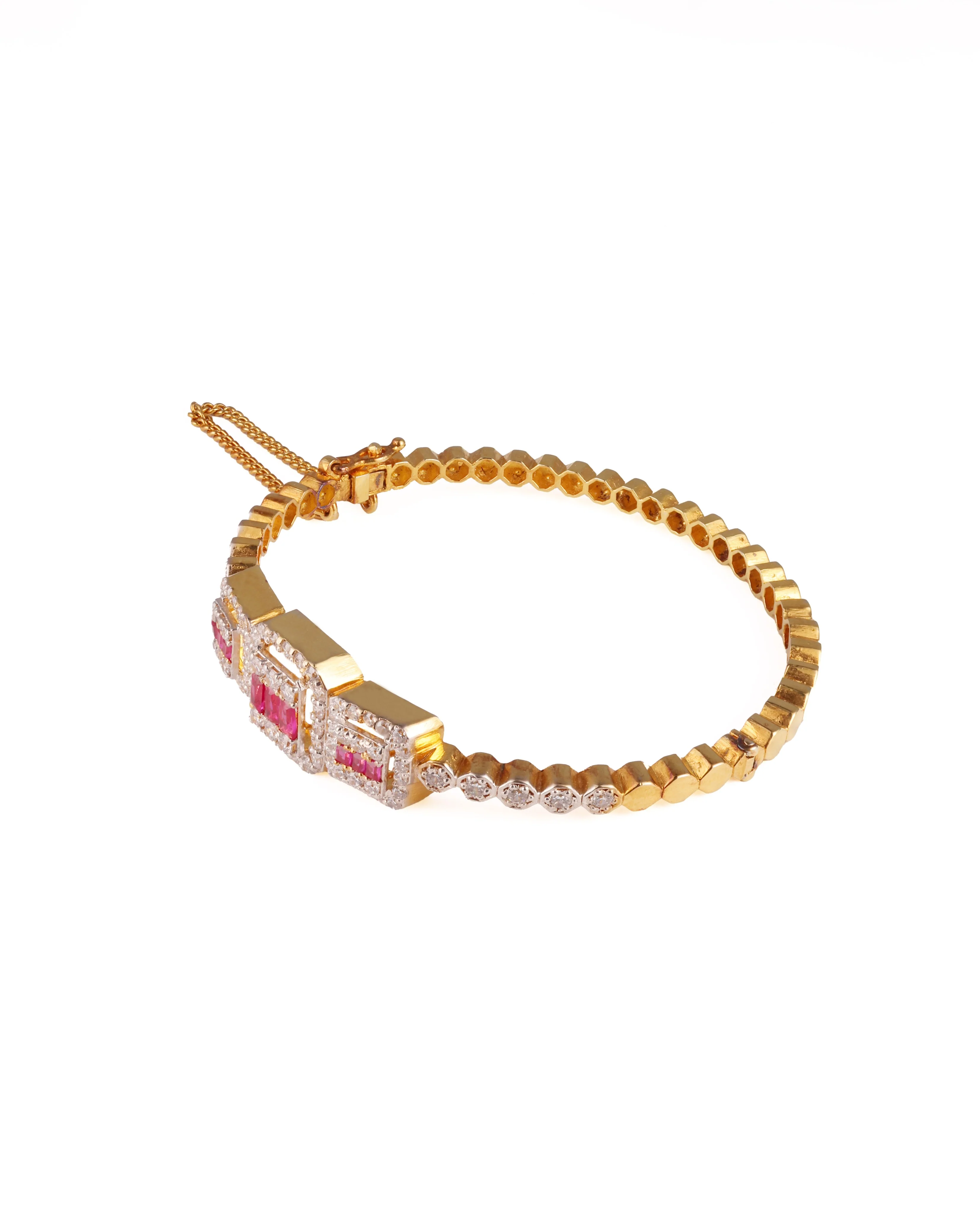 Silver Bangle with Ruby Accents