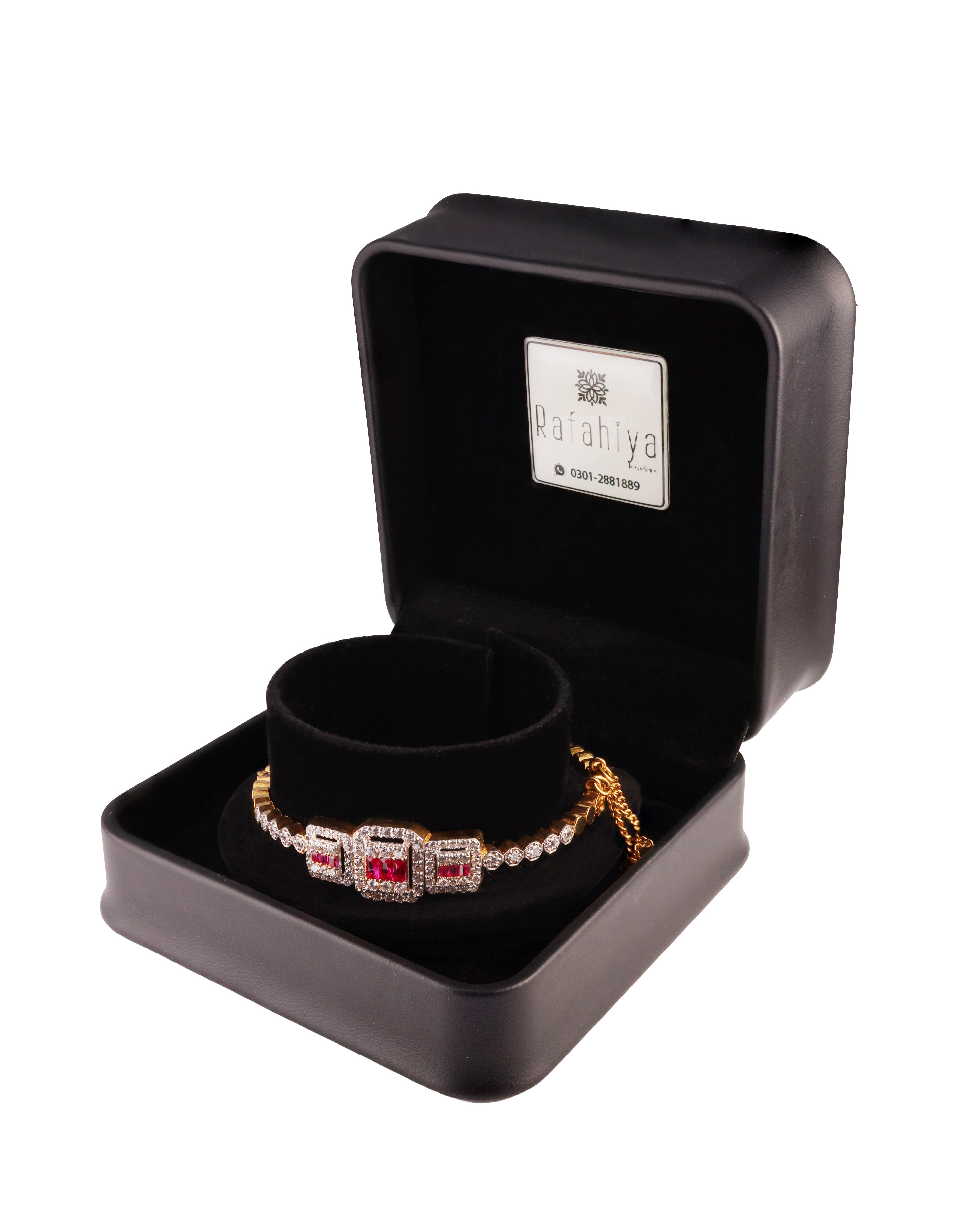 Silver Bangle with Ruby Accents