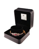 Silver Bangle with Ruby Accents