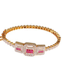 Silver Bangle with Ruby Accents