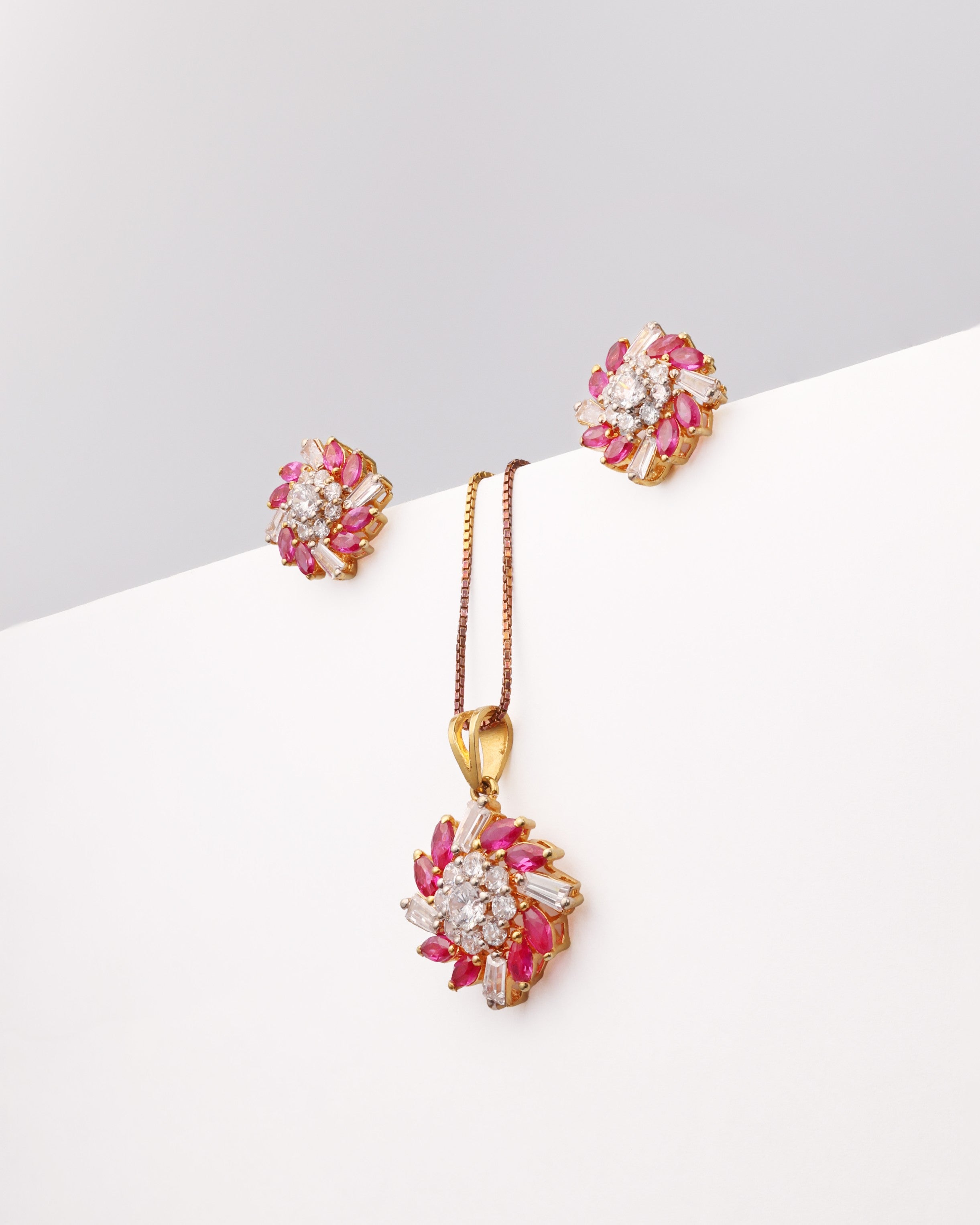 Floral Radiance Ruby Jewelry Set
