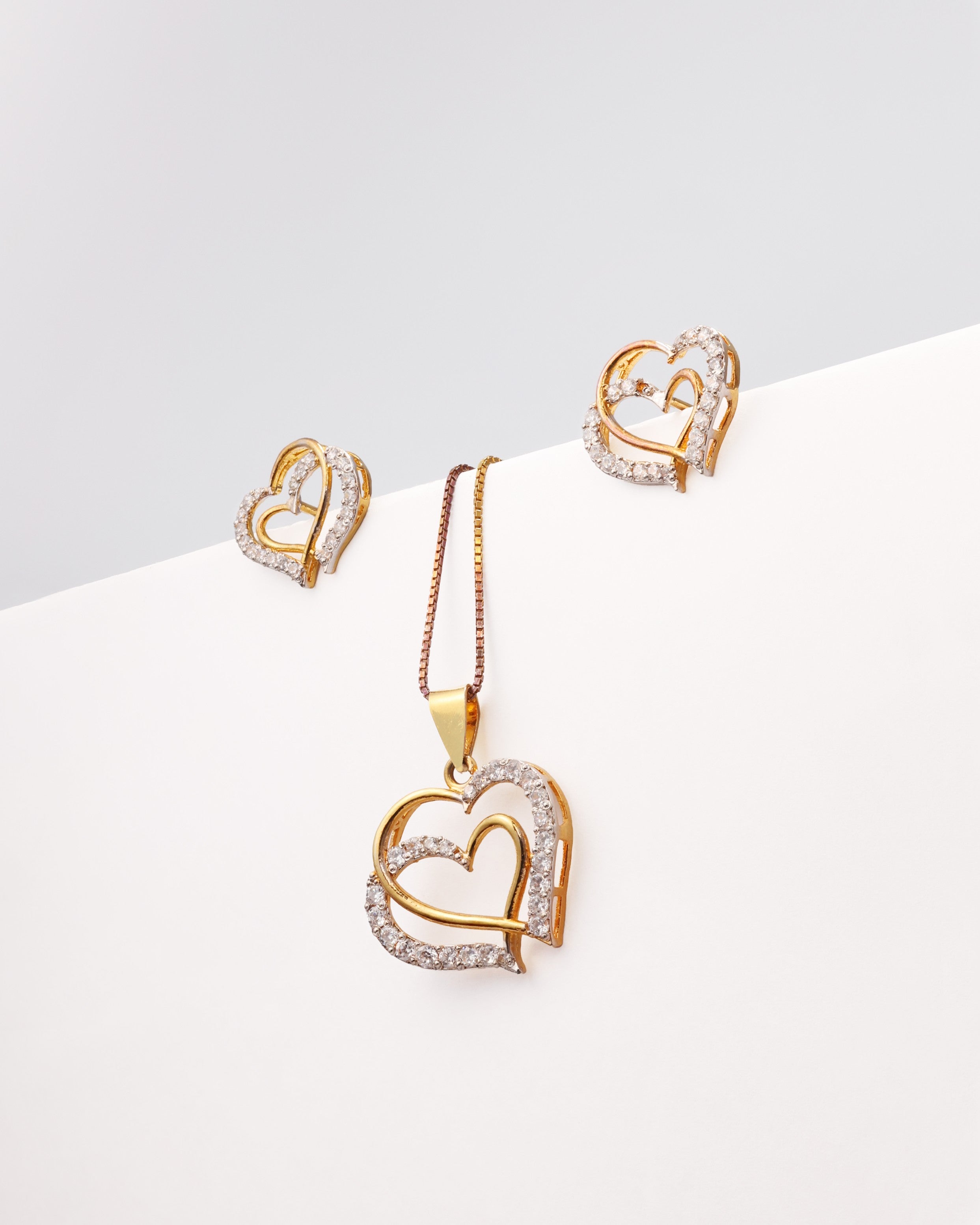 Double Heart Jewelry Set
