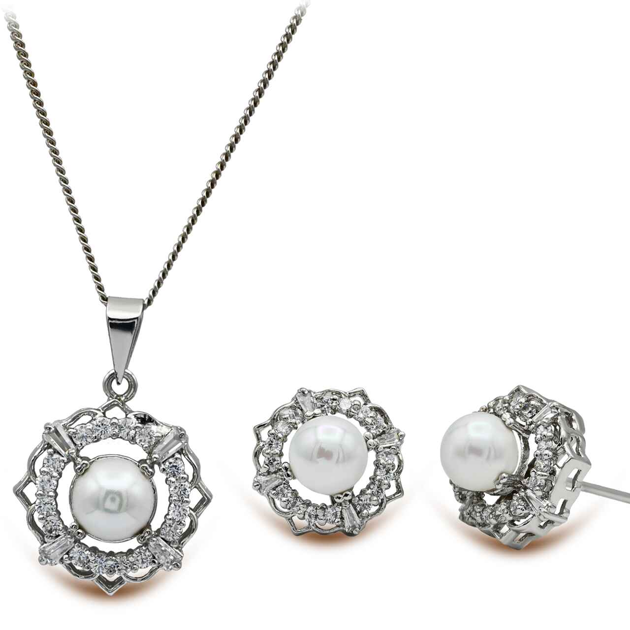 Pearl & Silver Jewelry Set