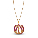 Golden Pendant Necklace with Red Zircon