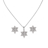 Rhodium Starburst Zircon Pendant Set