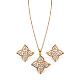 Golden Blossom White Zircon Pendant Set