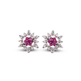 Radiant Ruby & Zircon Sunflower Earrings