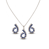 Rhodium Sapphire Zircon Pendant Set
