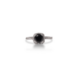 Rhodium-Plated Ring with Black Zircon