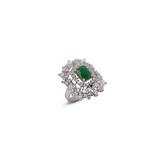 Rhodium-Plated Ring with Green & White Zircon
