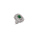 Rhodium-Plated Ring with Green & White Zircon