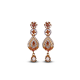 Golden Earrings with Champagne, Red & White Zircon