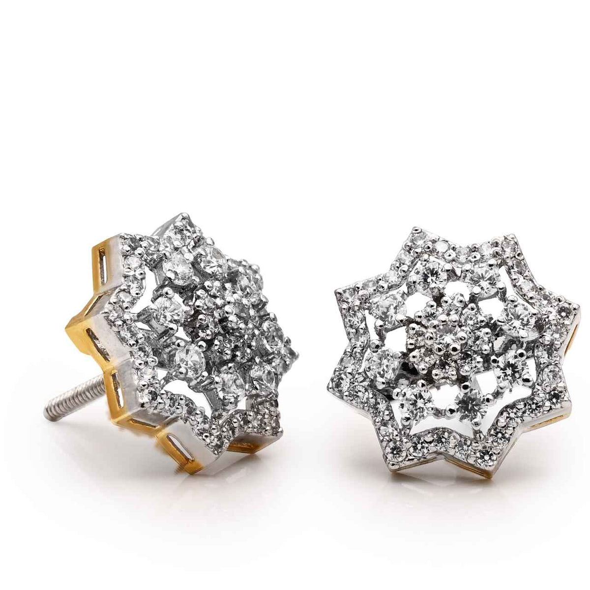 Luxurious Earrings With Zircons in 925 Silver With Rhodium and Gold Plating