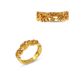 Golden Bloom Ruby Leaf Ring