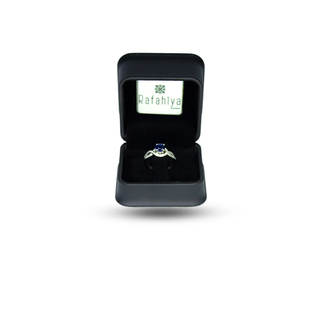 Luxury Blue Sapphire Diamond Silver Ring