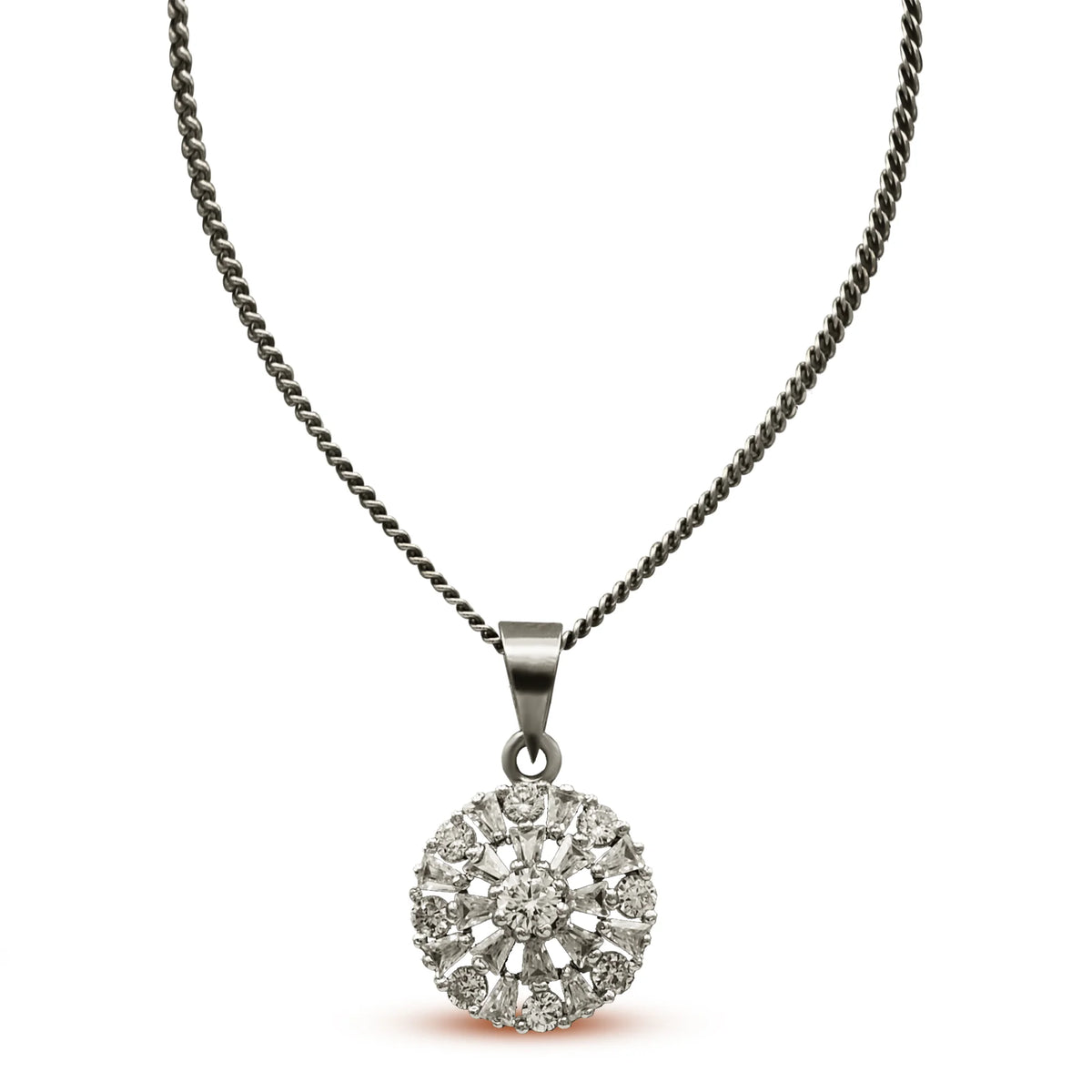 Dazzling Pendant With White Zircons in 925 Silver With Rhodium Plating