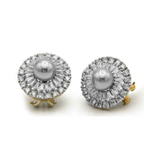 Luxurious Earrings With Zircons and Pearl in 925 Silver With Hold and Rhodium Plating