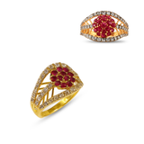 Gold Plated Ruby Cluster Ring