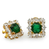 Luxurious Earrings With Zircons and Green Stones in 925 Silver With Gold Plating