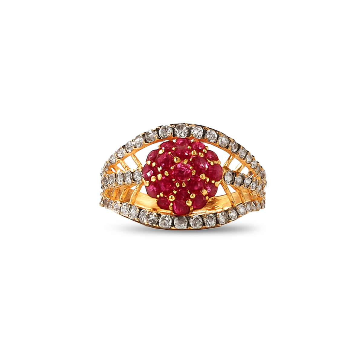 Gold Plated Ruby Cluster Ring
