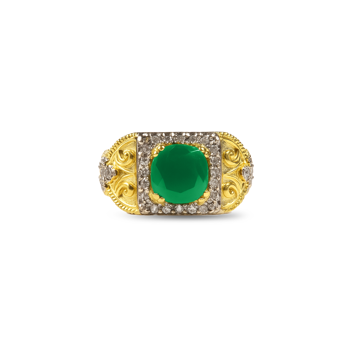 Emerald Statement Ring – Gold Plated