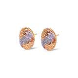 Elegant Rose Gold & Diamond Wave Stud Earrings