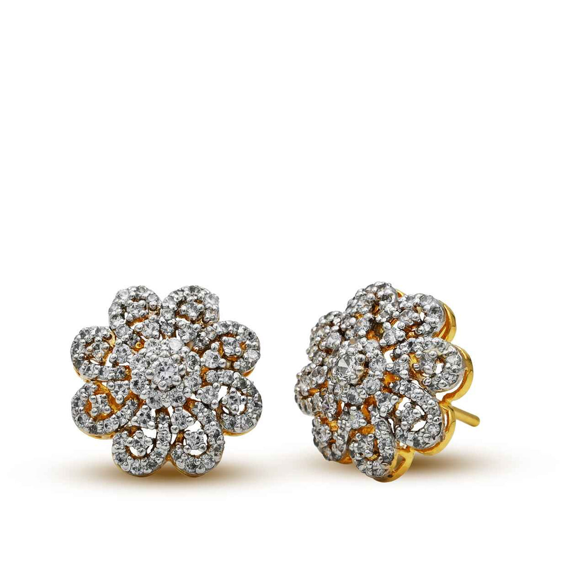 Luxurious Earrings With Zircons in 925 Silver With Gold Plating