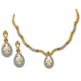 Elegant set with zircons in 925 Silver with Gold plating