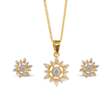 Gold-Plated Sparkling CZ Pendant Set