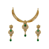 Regal Green & Gold-Plated Necklace Set