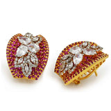 Dazzling Earrings With Pink and White Zircons in 925 Silver With Gold Plating