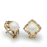 Beautiful Earrings With Zircons and Pearls in 925 Silver With Gold Plated