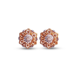 Intricate Floral Diamond & Rose Gold Stud Earrings