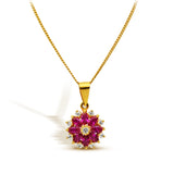 Stunning pendant with zircons and pink stones in 925 Silver with Gold plating