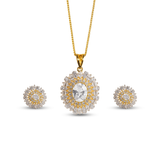 Gold-Plated White Stone Pendant & Earrings Set