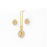 Gold-Plated White Crystal Pendant Set