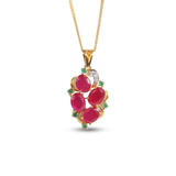Gold-Plated Ruby Cluster Pendant Set