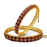 Luxurious Bracelet With Zircons and Red Stones in 925 Silver in Gold Plating