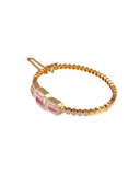 Silver Bangle with Ruby Accents