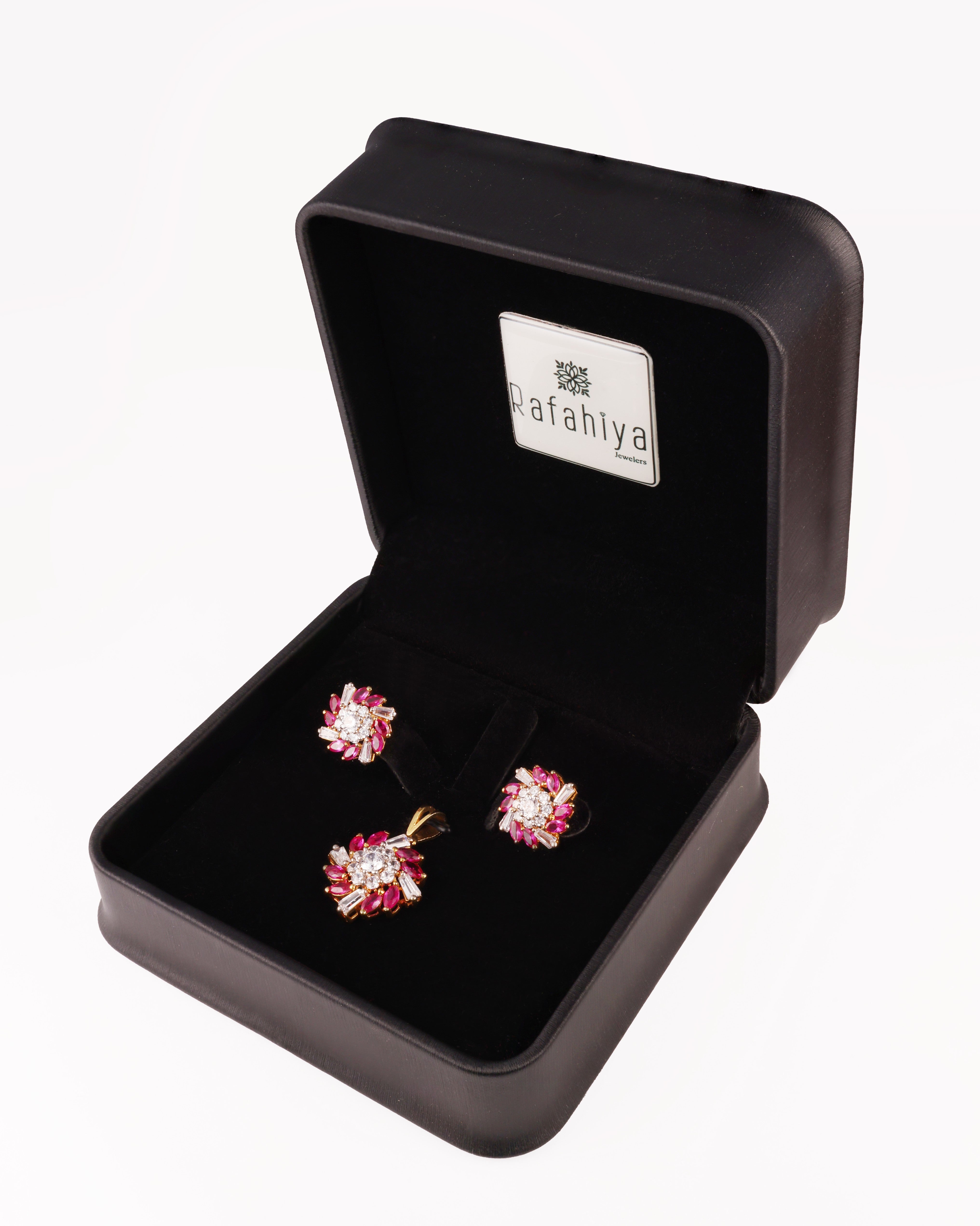 Floral Radiance Ruby Jewelry Set